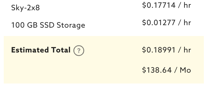 SkySQL cost estimate